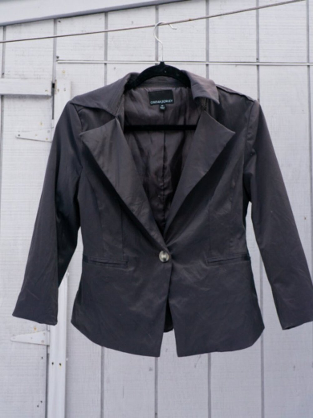 Cynthia Rowley Tailored Gray Trench Coat Jacket M Cotton Lined